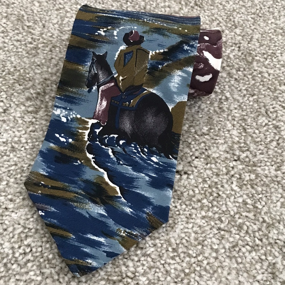 Vintage Rockmount Ranch Wear Mens Tie 100% Silk Limited Edition USA Made Cowboy